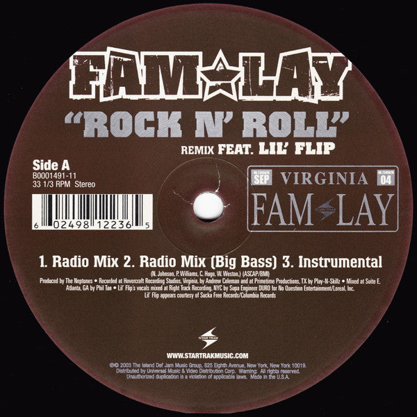 Fam-Lay Featuring Lil' Flip - Rock N' Roll (Remix) (12"")