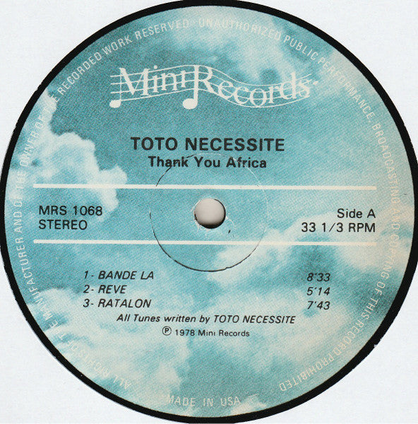 Toto Necessite - Thank You Africa (LP, Album)