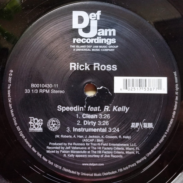 Rick Ross Featuring R. Kelly - Speedin' (12"", Single)