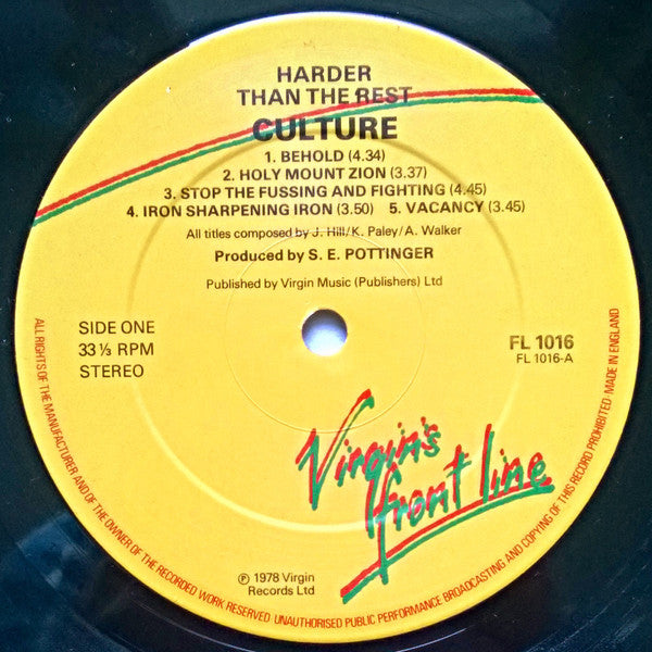 Culture - Harder Than The Rest (LP, Album, RP)