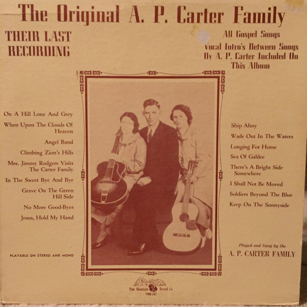 The Carter Family - Their Last Recording(LP, Album, Mono)