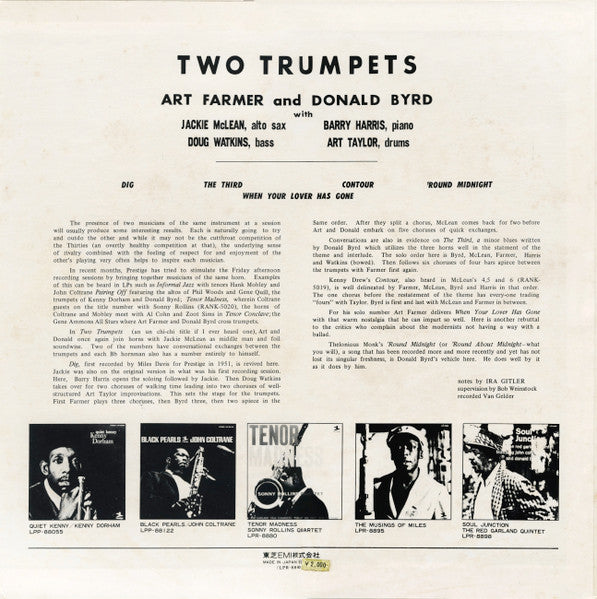 Farmer* / Byrd* - 2 Trumpets (LP, Album, Mono, RE)