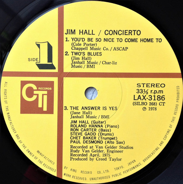 Jim Hall = ジム・ホール* - Concierto = アランフェス協奏曲 (LP, Album, Ltd, RE)