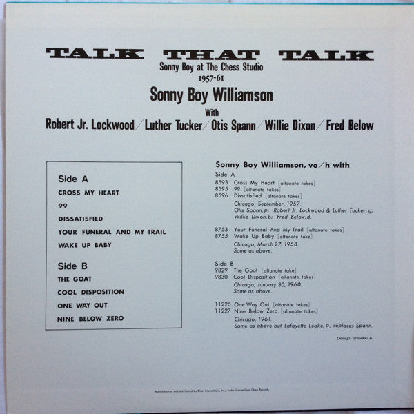 Sonny Boy Williamson (2) - Talk That Talk - Sonny Boy at The Chess ...