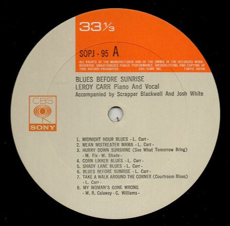 Leroy Carr - Blues Before Sunrise(LP, Comp)