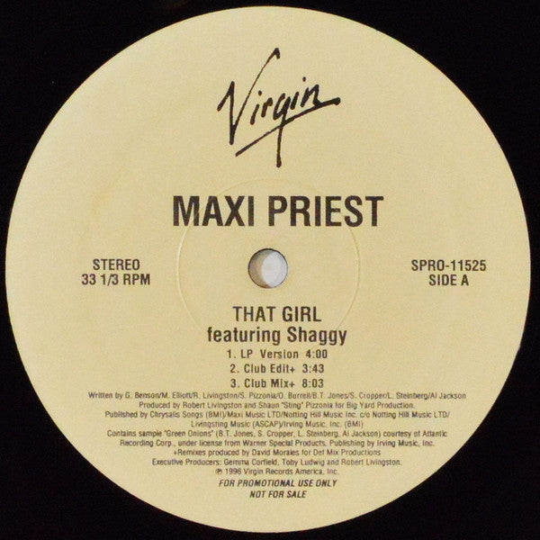 Maxi Priest Featuring Shaggy - That Girl (12"", Promo)