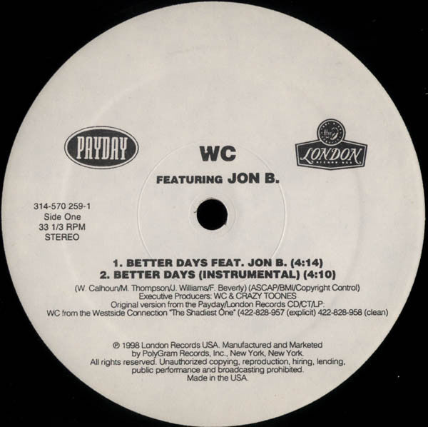 WC - Better Days (12"", Single)