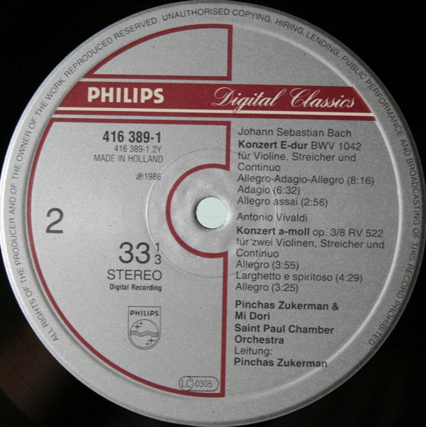 Johann Sebastian Bach - Double Concertos Violin Concertos(LP, Album)