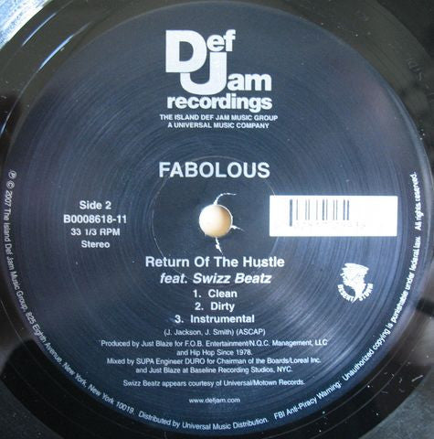 Fabolous - Diamonds / Return Of The Hustle (12"")
