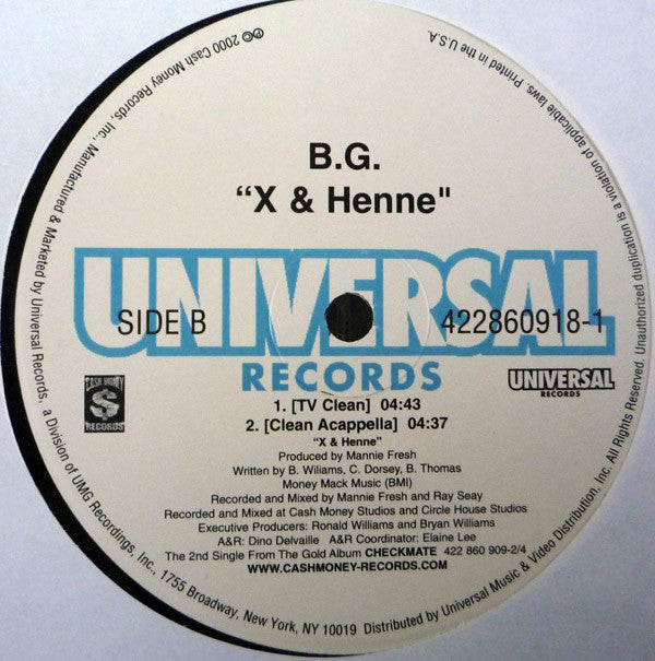 B.G. - X & Henne (12"", Single)