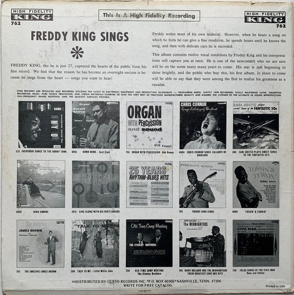 Freddy King* - Freddy King Sings (LP, Album, RE)