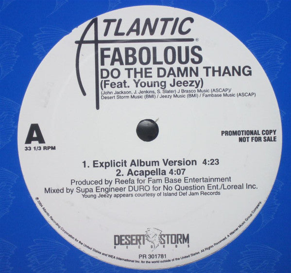 Fabolous Featuring Young Jeezy - Do The Damn Thang (12"", Promo)