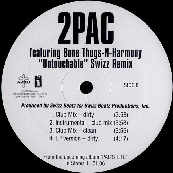 2Pac - Untouchable (Swizz Remix)(12", Single, Promo)
