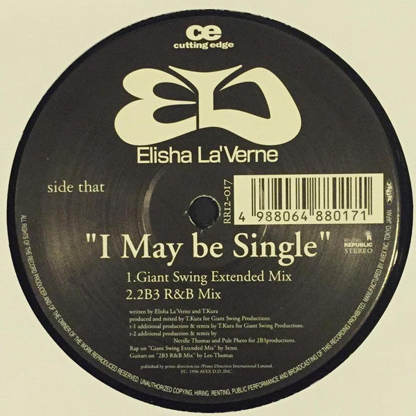 Elisha La'Verne - I May Be Single (12"")