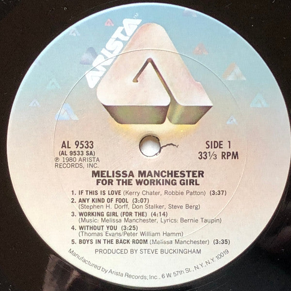 Melissa Manchester - For The Working Girl (LP, Album, Mon)