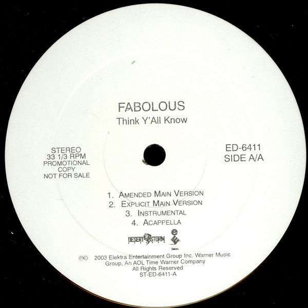 Fabolous - Think Y'All Know (12"", Promo)