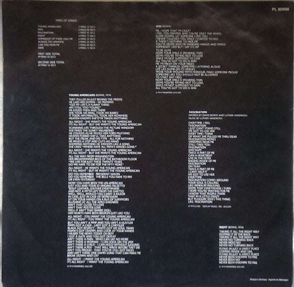 David Bowie - Young Americans (LP, Album, RE)