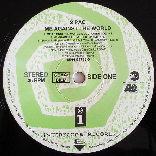 2Pac - Me Against The World (12"", Single)