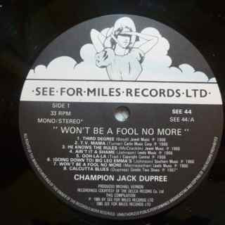 Champion Jack Dupree - Won't Be A Fool No More (LP, Album, Mono)