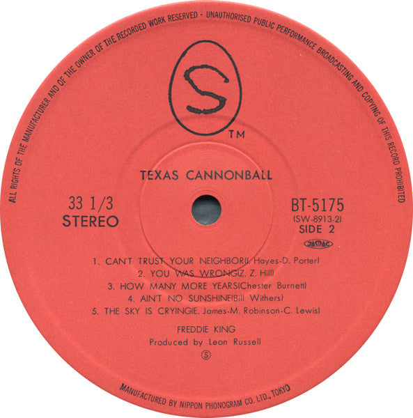 Freddie King - Texas Cannonball (LP, Album, RE)