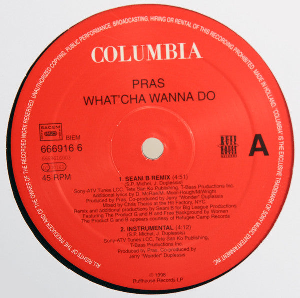 Pras* - What'cha Wanna Do (12"")