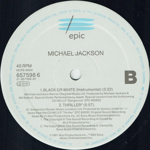 Michael Jackson - Black Or White (12"", Single)