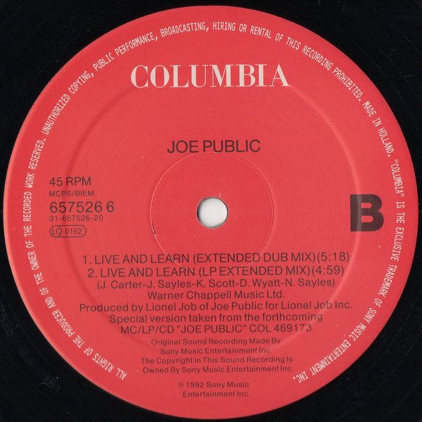 Joe Public - Live And Learn (12"", Single)