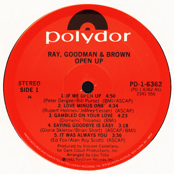 Ray, Goodman & Brown - Open Up (LP, Album, PRC)