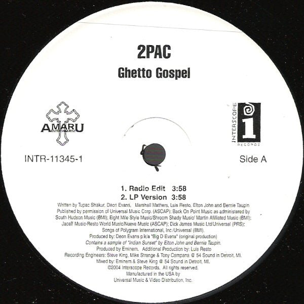 2Pac - Ghetto Gospel (12"", Single)