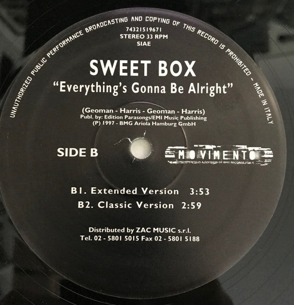 Sweet Box* - Everything's Gonna Be Alright (12"")