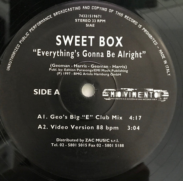 Sweet Box* - Everything's Gonna Be Alright (12"")