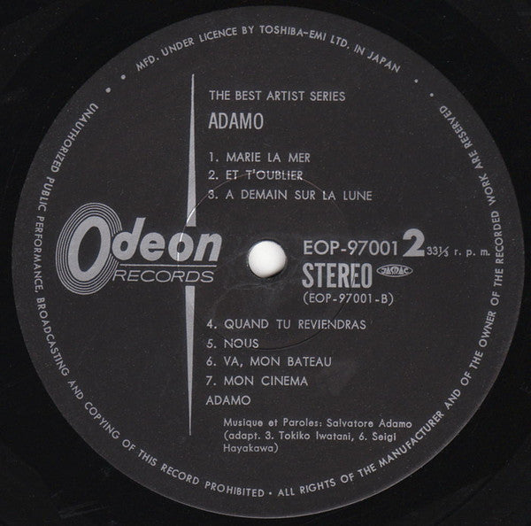 Adamo - Adamo - The Best Artist Series  (LP, Comp)