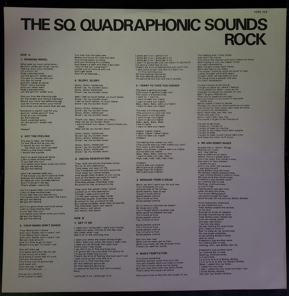 Various - The SQ Quadraphonic Sounds : Rock (LP, Comp, Quad, Club, SQ ...