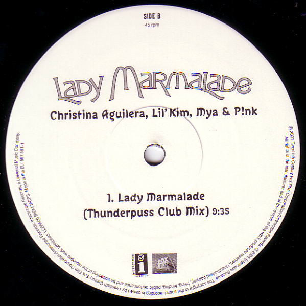Christina Aguilera, Lil' Kim, Mya And P!NK - Lady Marmalade (12"")