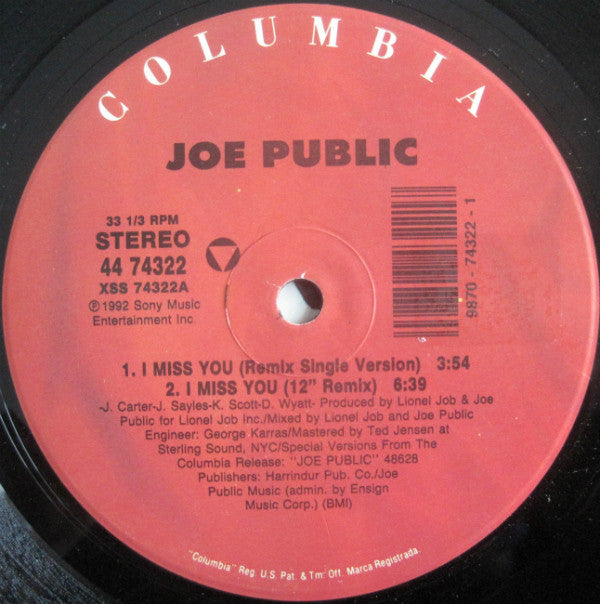 Joe Public - I Miss You (12"")