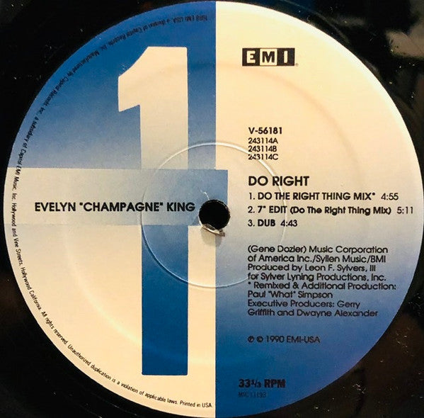 Evelyn ""Champagne"" King* - Do Right (12"")