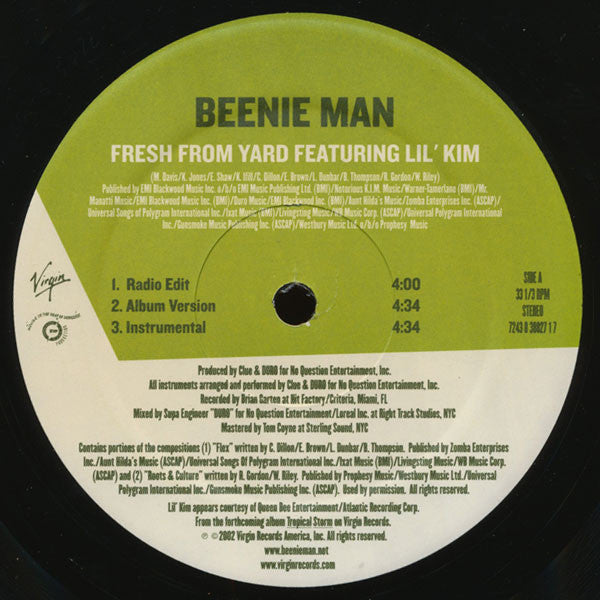Beenie Man - Fresh From Yard (12")