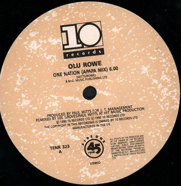 Olu Rowe - One Nation (Apapa Mix) (12"")