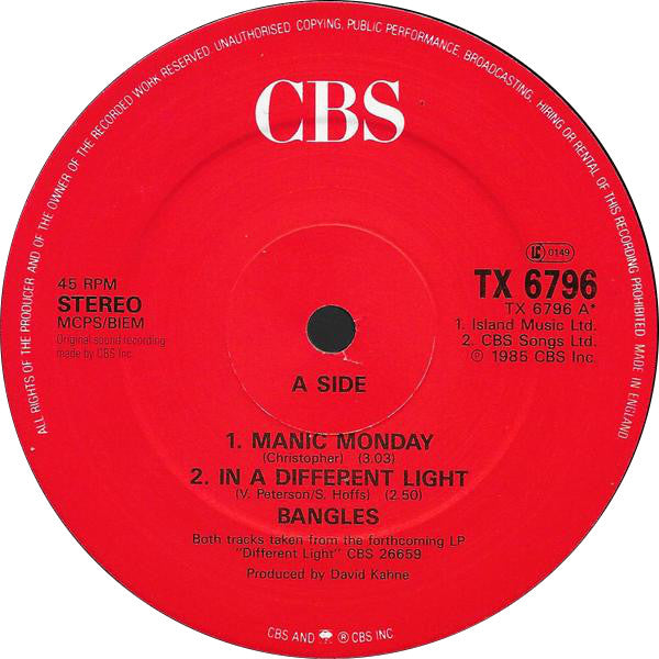 Bangles - Manic Monday (12"", Single)