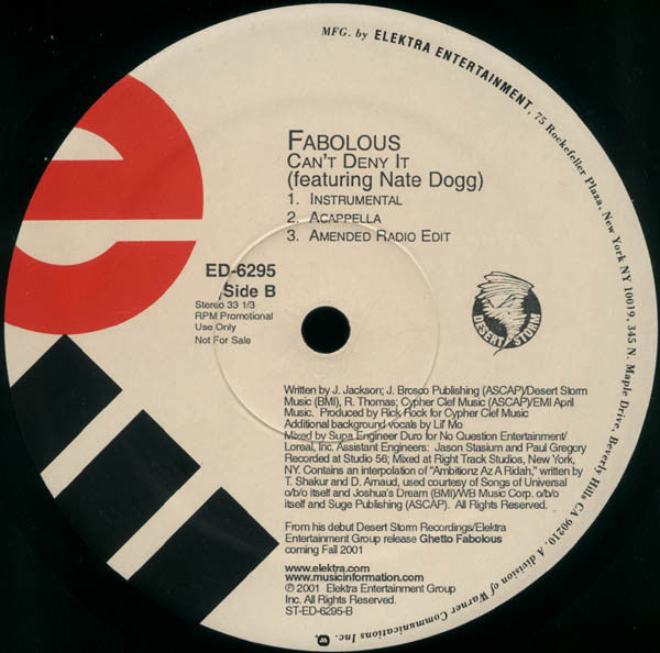 Fabolous - Can't Deny It (12"", Promo)