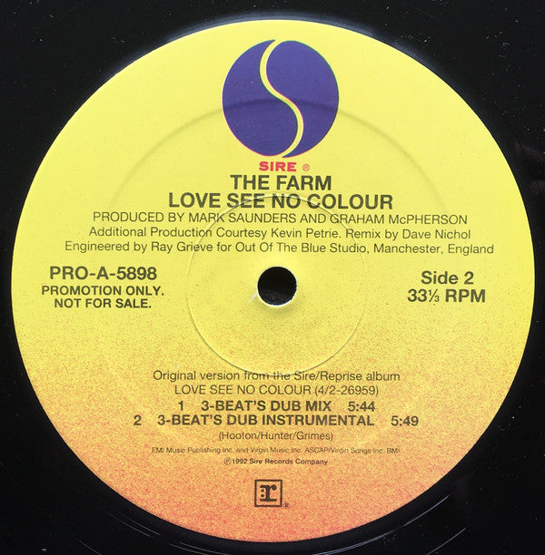 The Farm - Love See No Colour (12"", Promo)