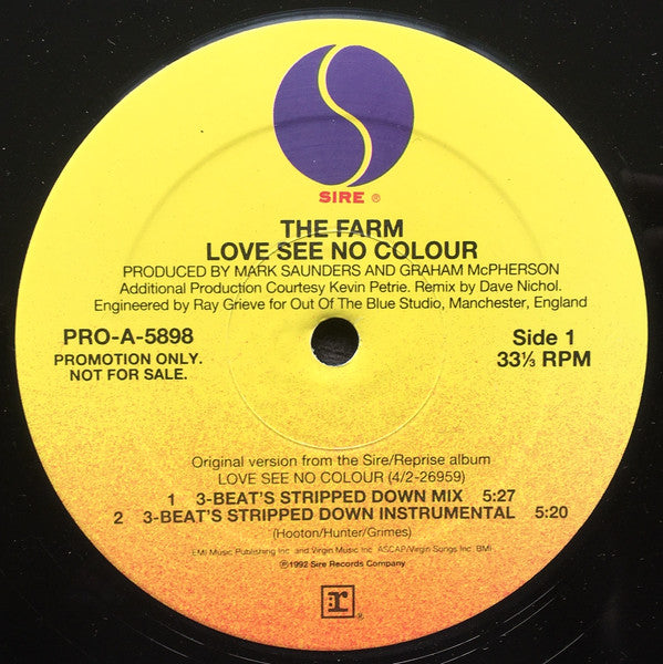 The Farm - Love See No Colour (12"", Promo)