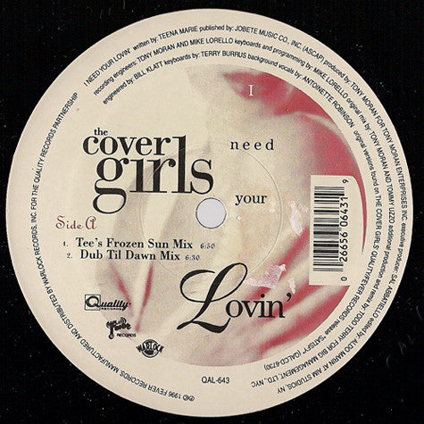 The Cover Girls - I Need Your Lovin' (12"")