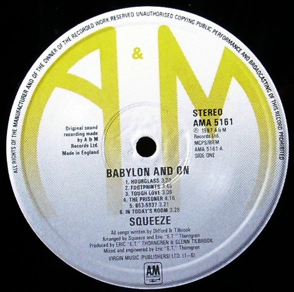 Squeeze (2) - Babylon And On (LP, Album)