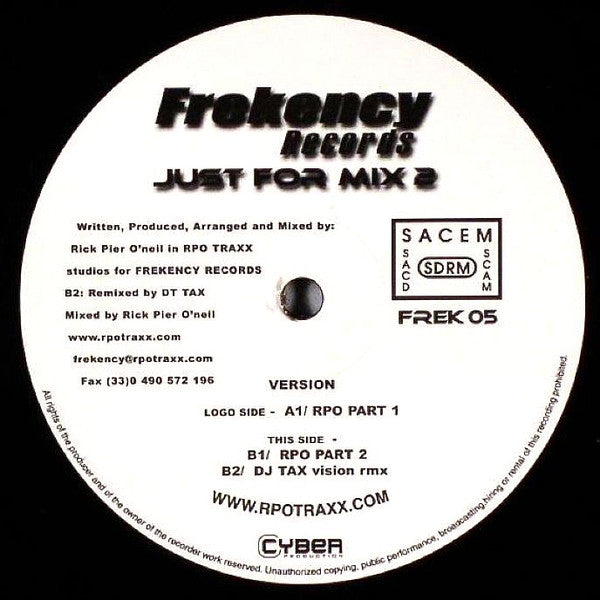 Rick Pier O'Neil - Just For Mix 2 (12"")