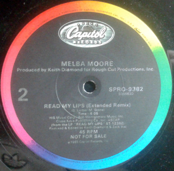 Melba Moore - Read My Lips (Remix Version) / Read My Lips (Extended Remix) (12"", Promo)