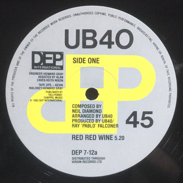 UB40 - Red Red Wine (12"", Single)