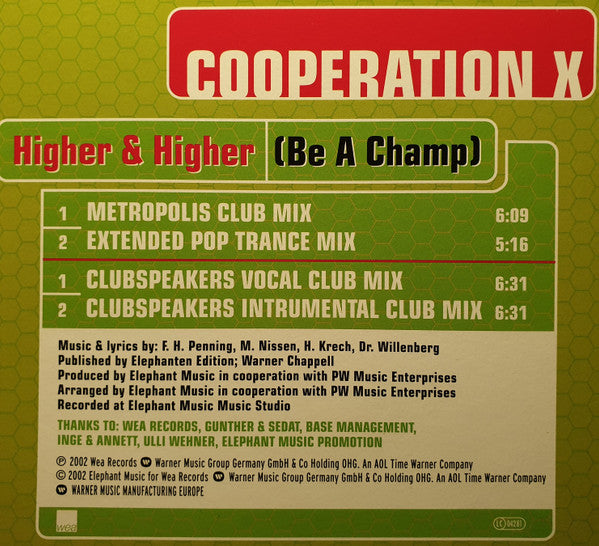 Cooperation X - Higher & Higher (Be A Champ) (12"")