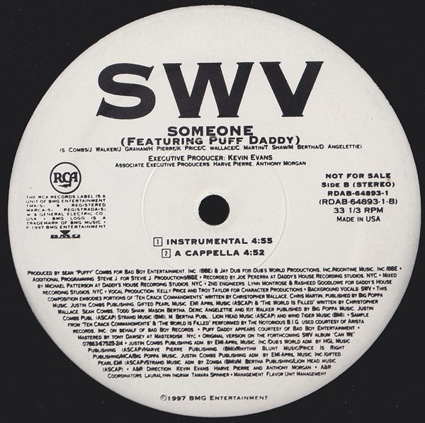 SWV - Someone (12", Promo)