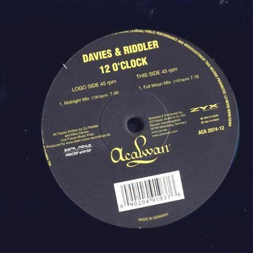 Davies* & Riddler* - 12 O'Clock (12"")